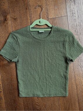 Abercrombie Textured Olive Green Baby Tee